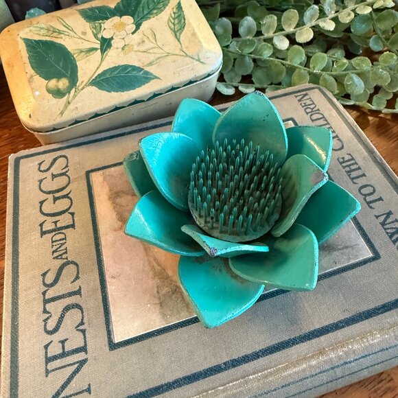 Vintage Other - Rare Vintage Green Lead Lotus Flower Frog/ Kenzan for Ikebana